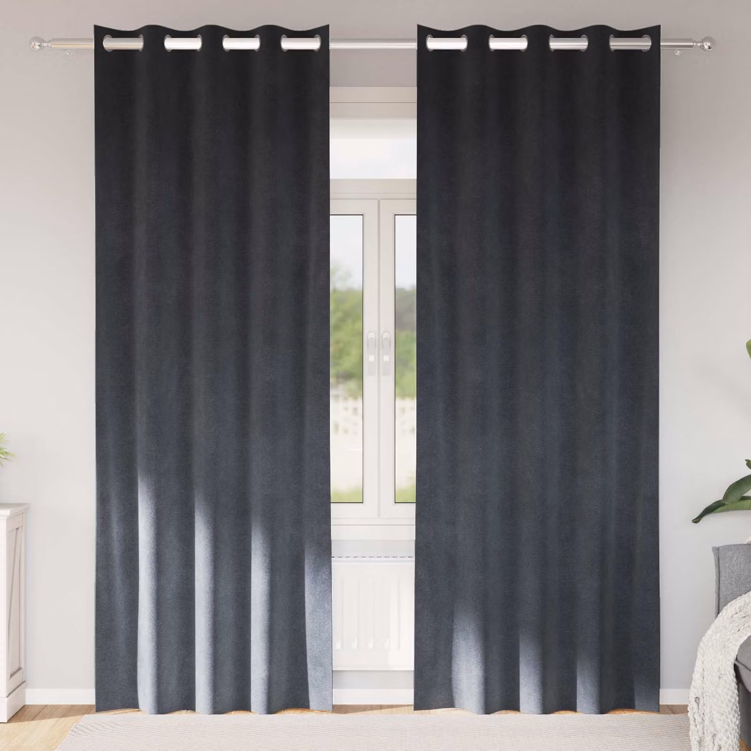 Set di 2 tende oscuranti in velluto vidaXL, Grigio, L: 140 cm x H: 225 cm