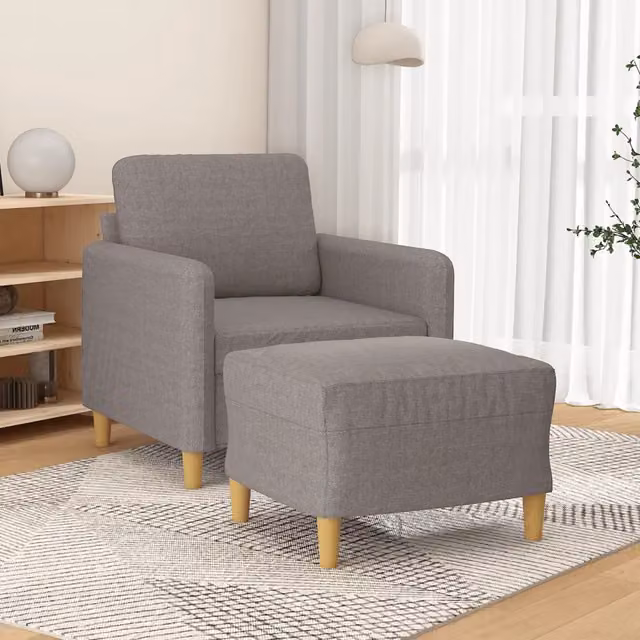 Divano Sedia-Poltrona con Poggiapiedi Tortora 60 cm in Tessuto 146998