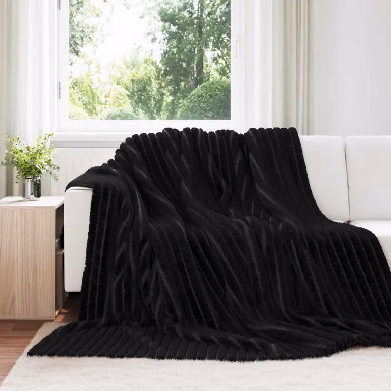 Coperta in pile morbida vidaXL Nero L: 270 cm, P: 240 cm