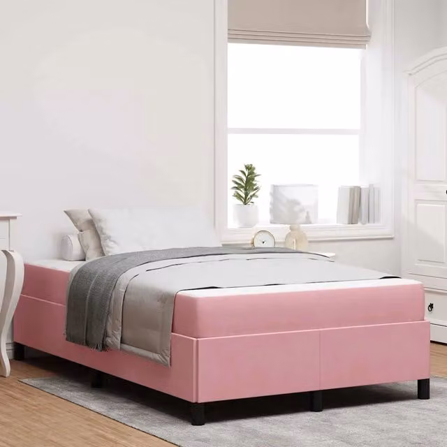 Struttura letto imbottita vidaXL in tessuto rosa L 120 x P 200 cm – 1