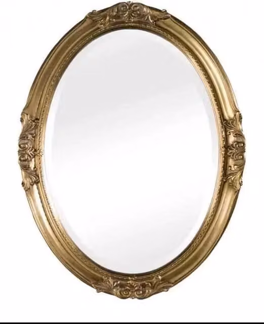 Specchiera in foglia oro ovale- misure: l.52 x h.62 x p.5 - Mobili 2G