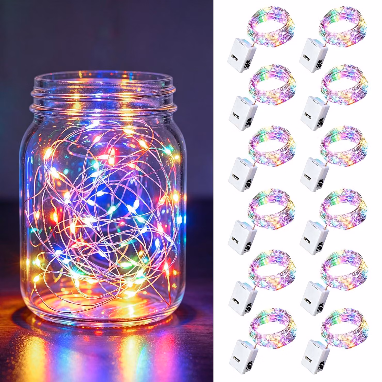 Confezione da 12 luci a LED colorate a forma di fate, alimentate a batteria, contenente 20 pezzi