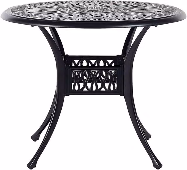 Tavolo da giardino rotondo BELIANI in alluminio nero opaco stile vintage ø 90 cm