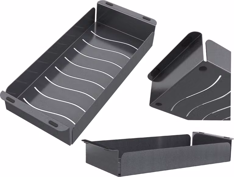 Granitan - Cestello scolapiatti - Cestello per lavello - 42x18 cm - Nero - Acciaio inossidabile - Universale - Accessori da cucina