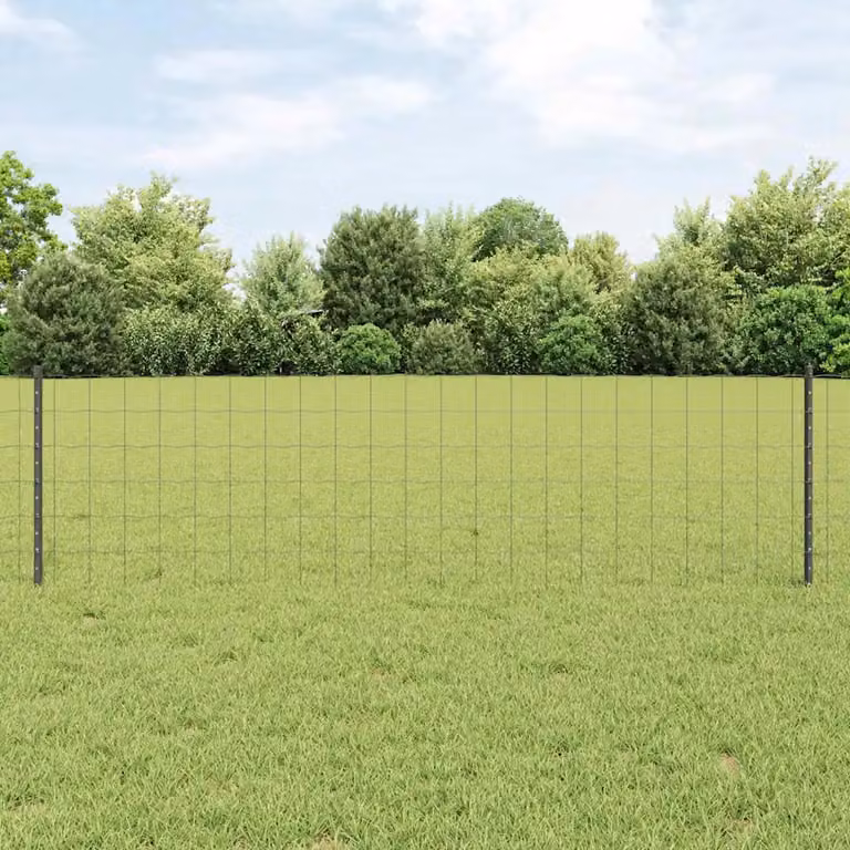 Recinzione Euro con palo vidaXL in acciaio rivestito in PVC, grigio o nero, da installare nel terreno, L: 6,0 m, H: 1,8 m