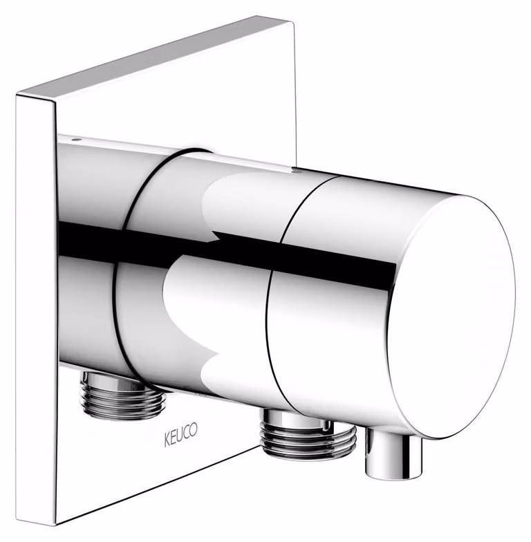 KEUCO IXMO robinet d'arrêt encastré pour 1 consommateur avec raccord de flexible avec poignée Comfort, rosace carrée, 59541011102, 59541011102