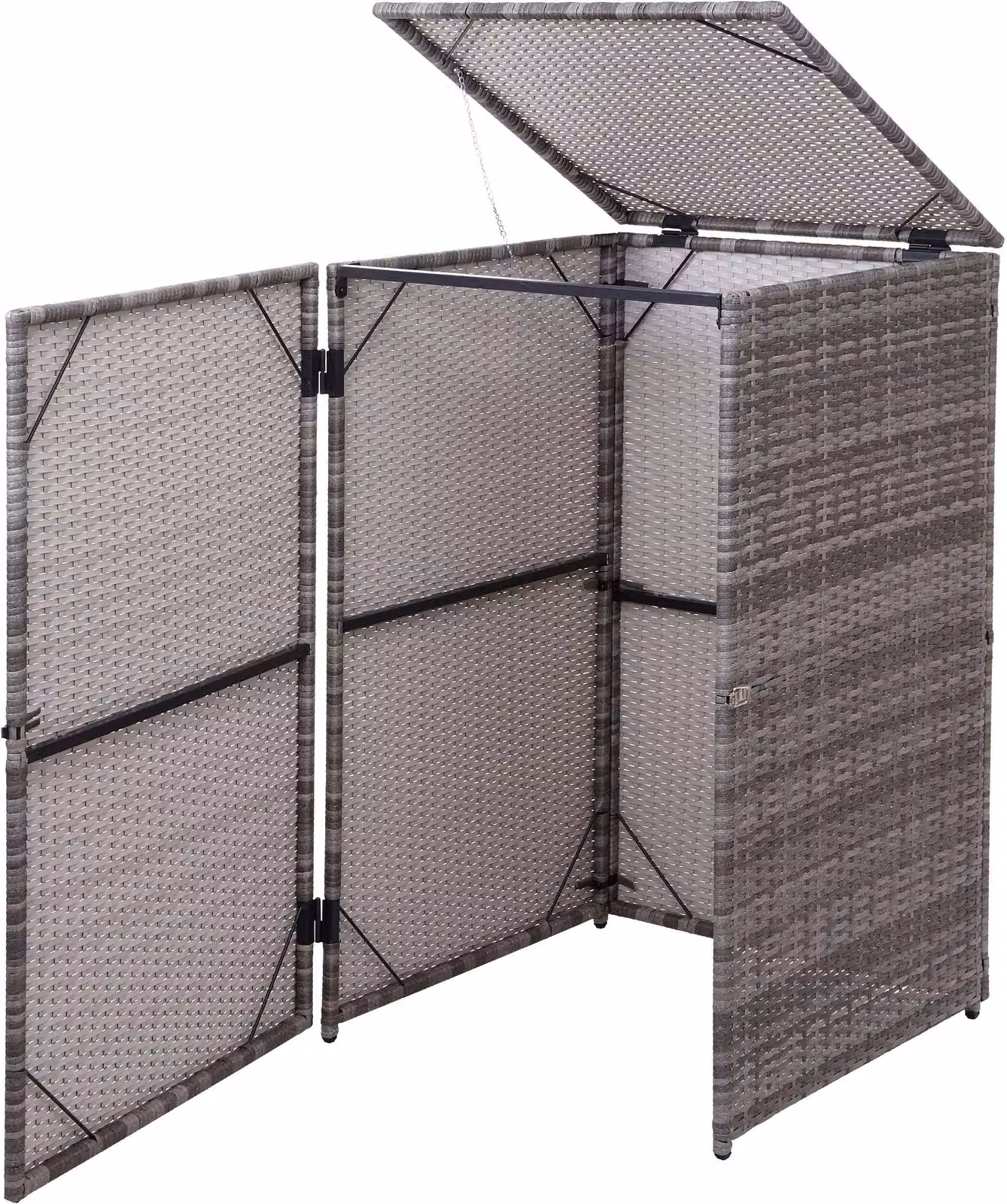 Coperchio per cestino HWC-E25, coperchio per cestino per rifiuti, poly rattan 120l ~ grigio