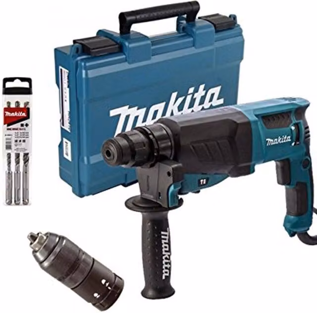 Makita Tassellatore Elettrico HR 2630T Blu con Mandrino Autoserrante 26mm 800W SDS