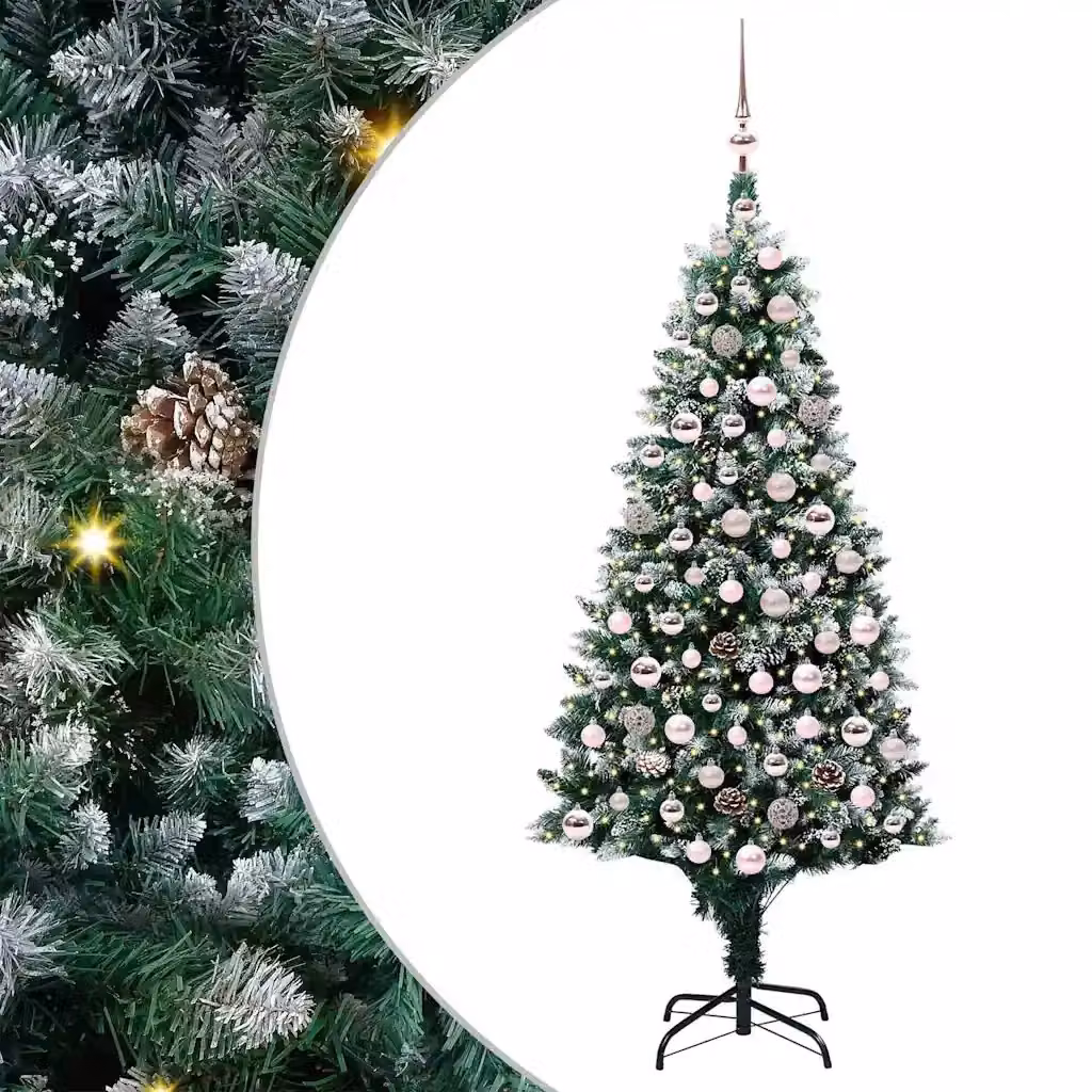 Albero di Natale artificiale classico vidaXL verde con 300 LED luce bianca calda, Altezza: 180 cm – 2