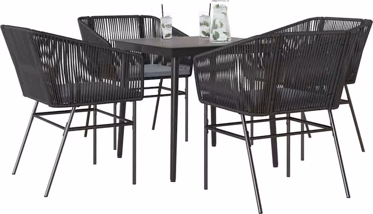 Maison Exclusive - Set da Pranzo da Giardino con Cuscini 5 pz Polyrattan Vetro