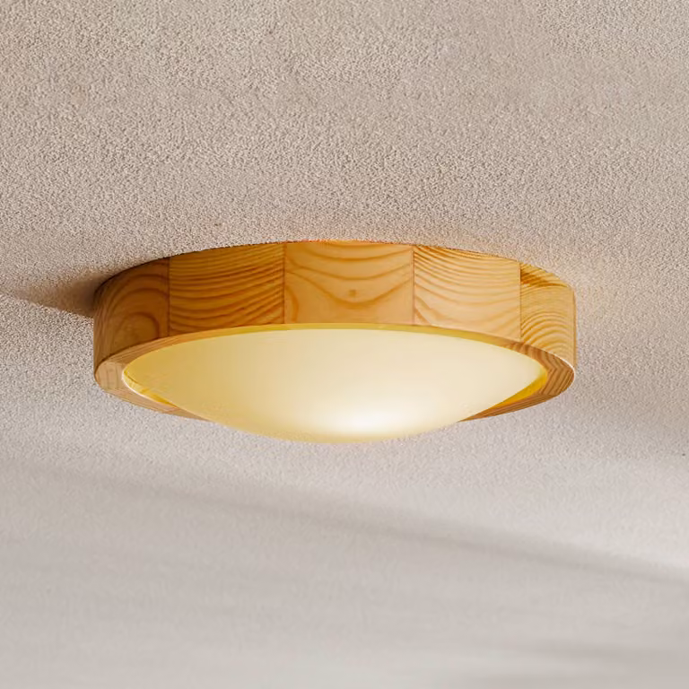 Plafoniera soffitto Zeus Lamkur, dimmerabile, Legno chiaro, Soggiorno / Sala da pranzo, Legno, Moderno, Plafoniera