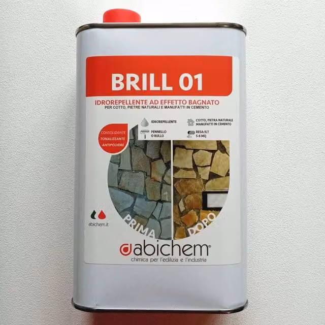 Abichem Idrorepellente con Effetto Bagnato Brillante per Cotto, Pietre Naturali e Cemento, 1 l
