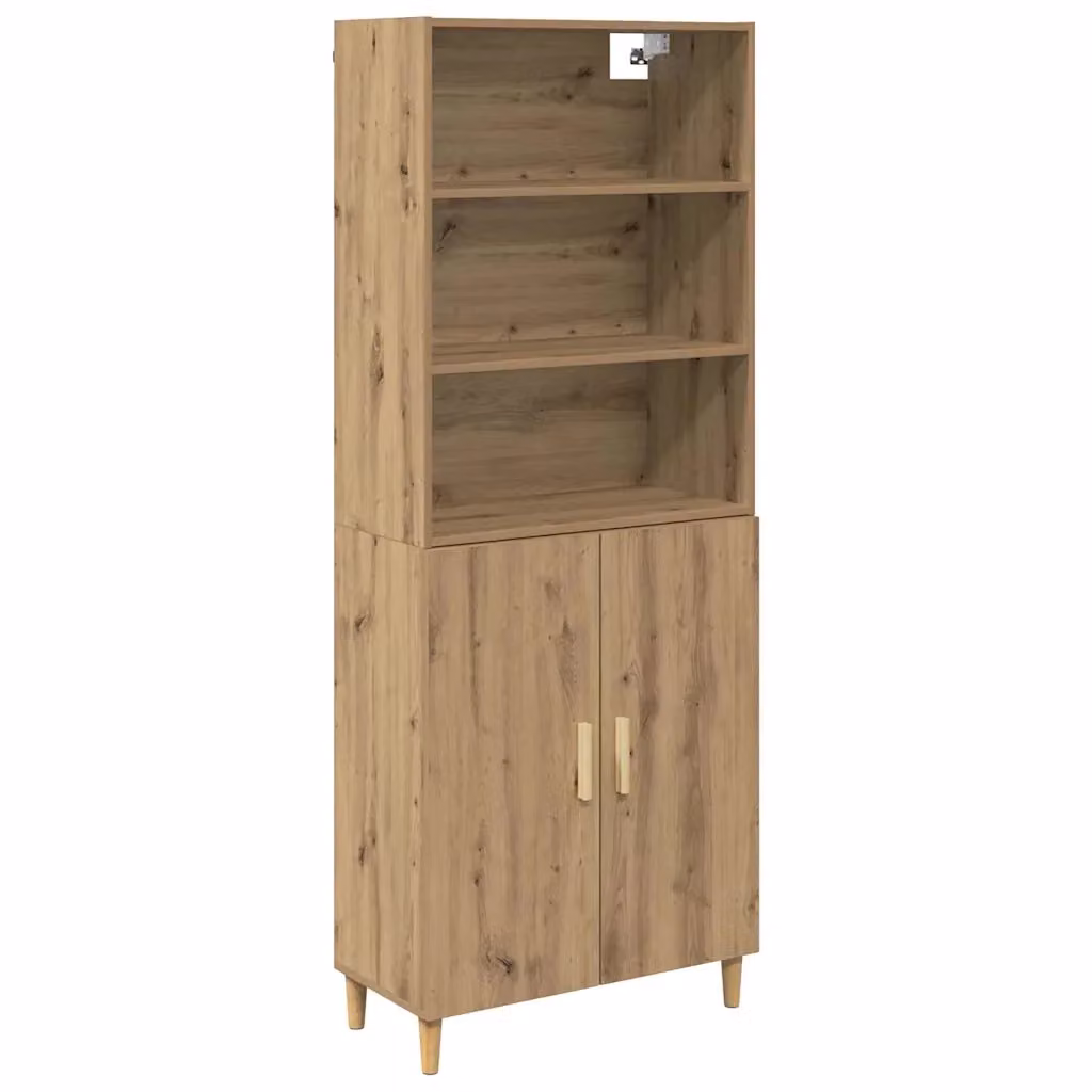 Credenza Buffet Moderna vidaXL in Legno Rovere Marrone con Ante a Battente e Ripiani Interni L: 69,5 cm, P: 34 cm, H: 180 cm – 2