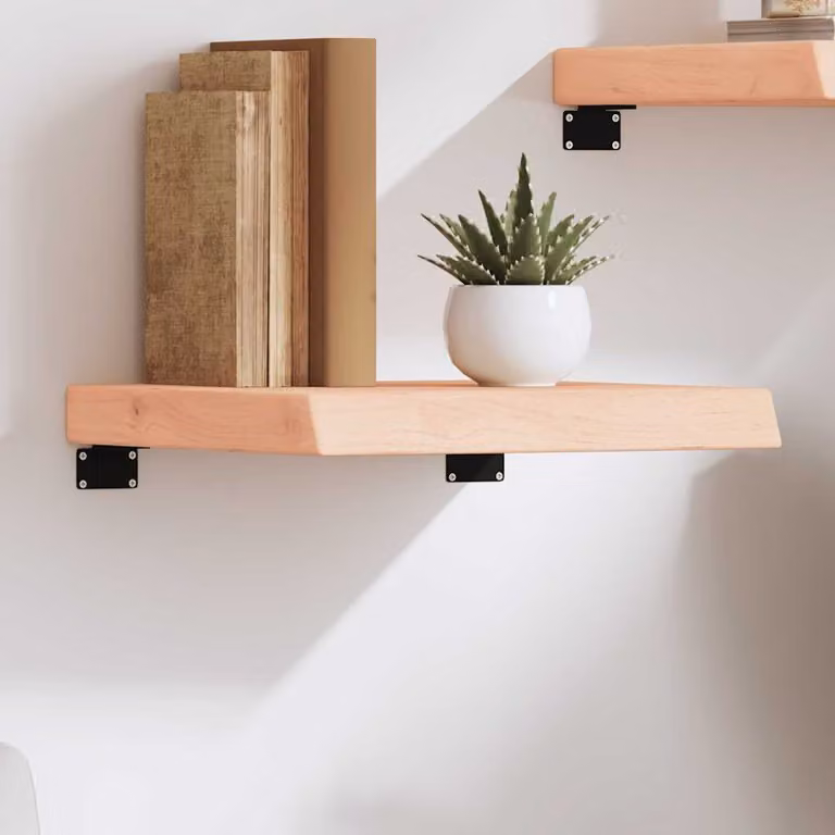 vidaXL Ripiano a Parete in Rovere Massello Non Trattato, Colore Marrone, L 40 x P 40 x H 2-6 cm