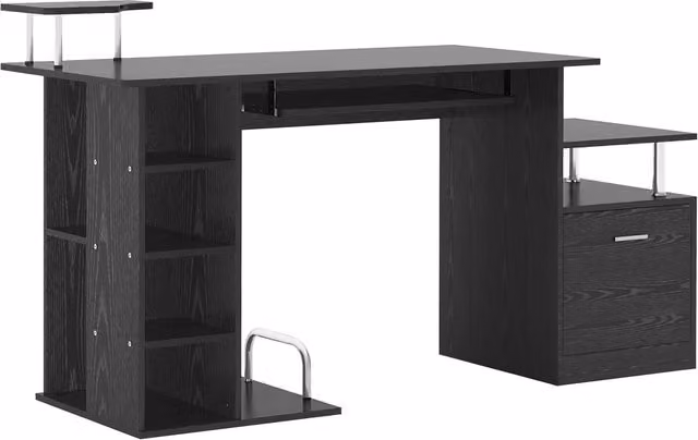 Scrivania Moderna Benzoni per Computer e Home Office, Colore Nero, L 152 x P 60 x H 88 cm – 1