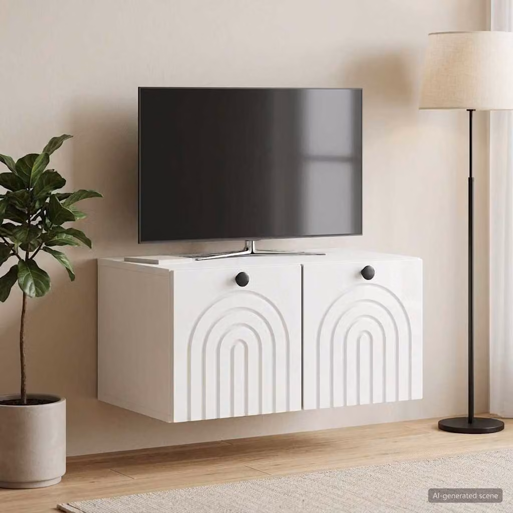vidaXL Mobile Porta TV da Muro Bianco Lucido L: 59,5 cm, P: 41 cm, H: 30 cm
