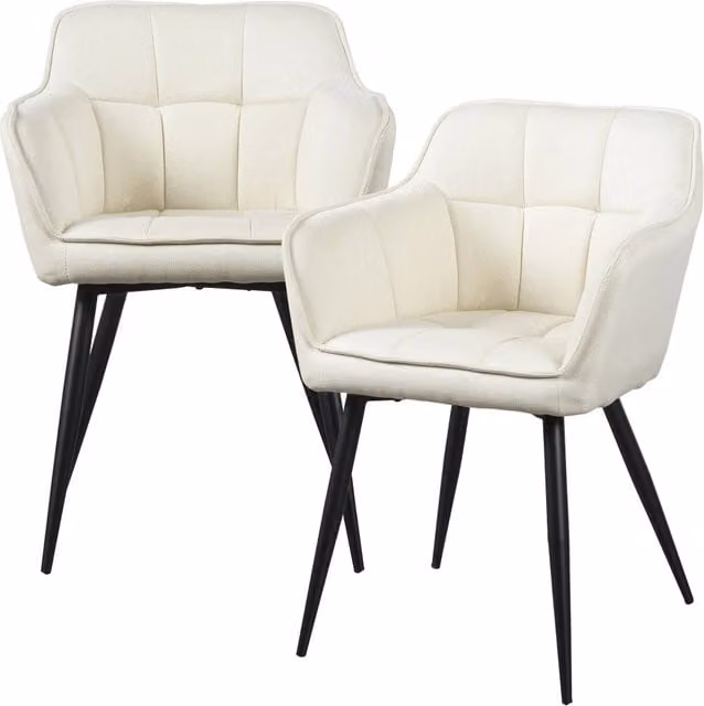 Set di 2 Sedie per Sala Pranzo Birmingham en.casa in Tessuto Beige e Nero con Struttura in Metallo e Plastica
