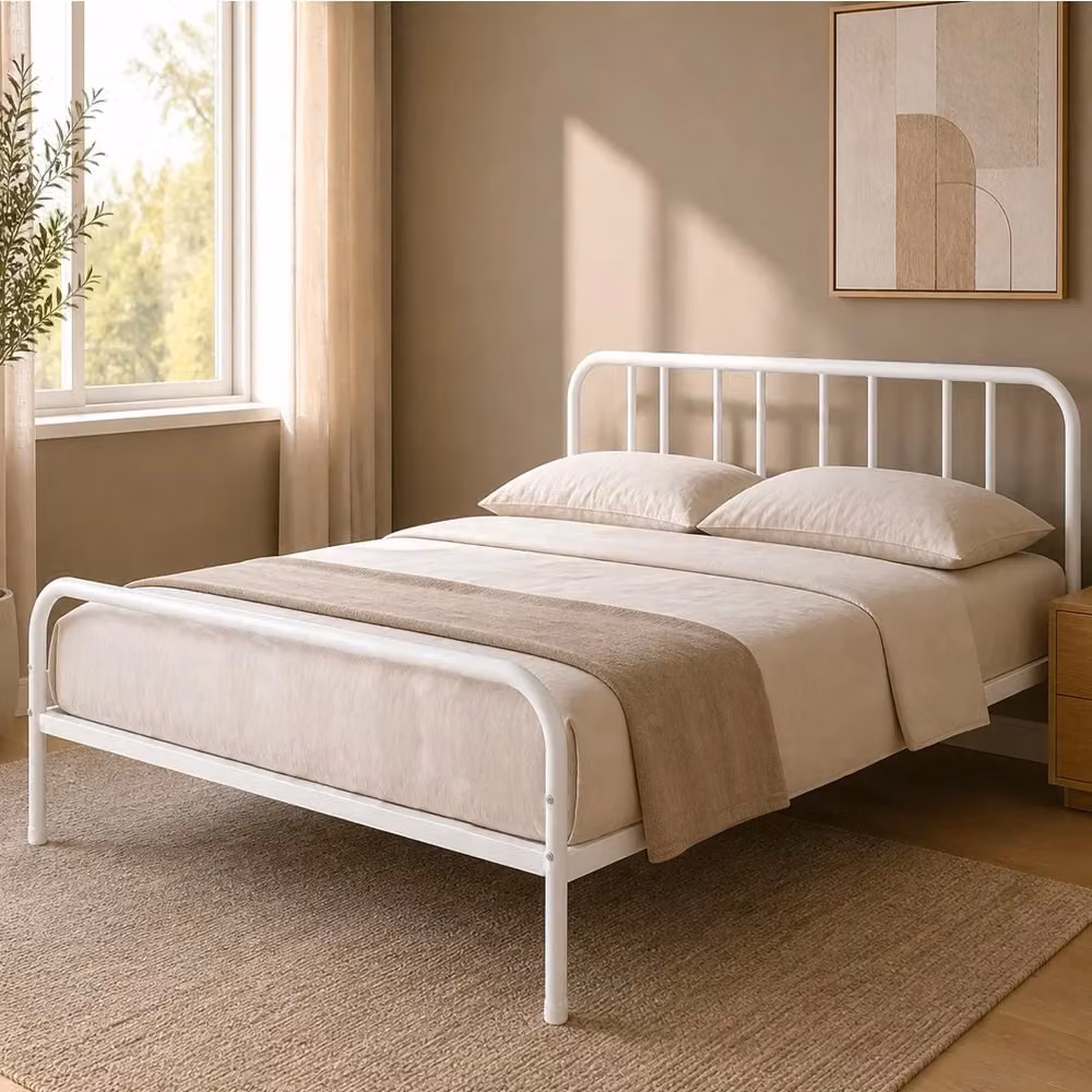 Letto matrimoniale moderno in metallo bianco L/P/H: 160 x 200 x 166,4 cm – 2