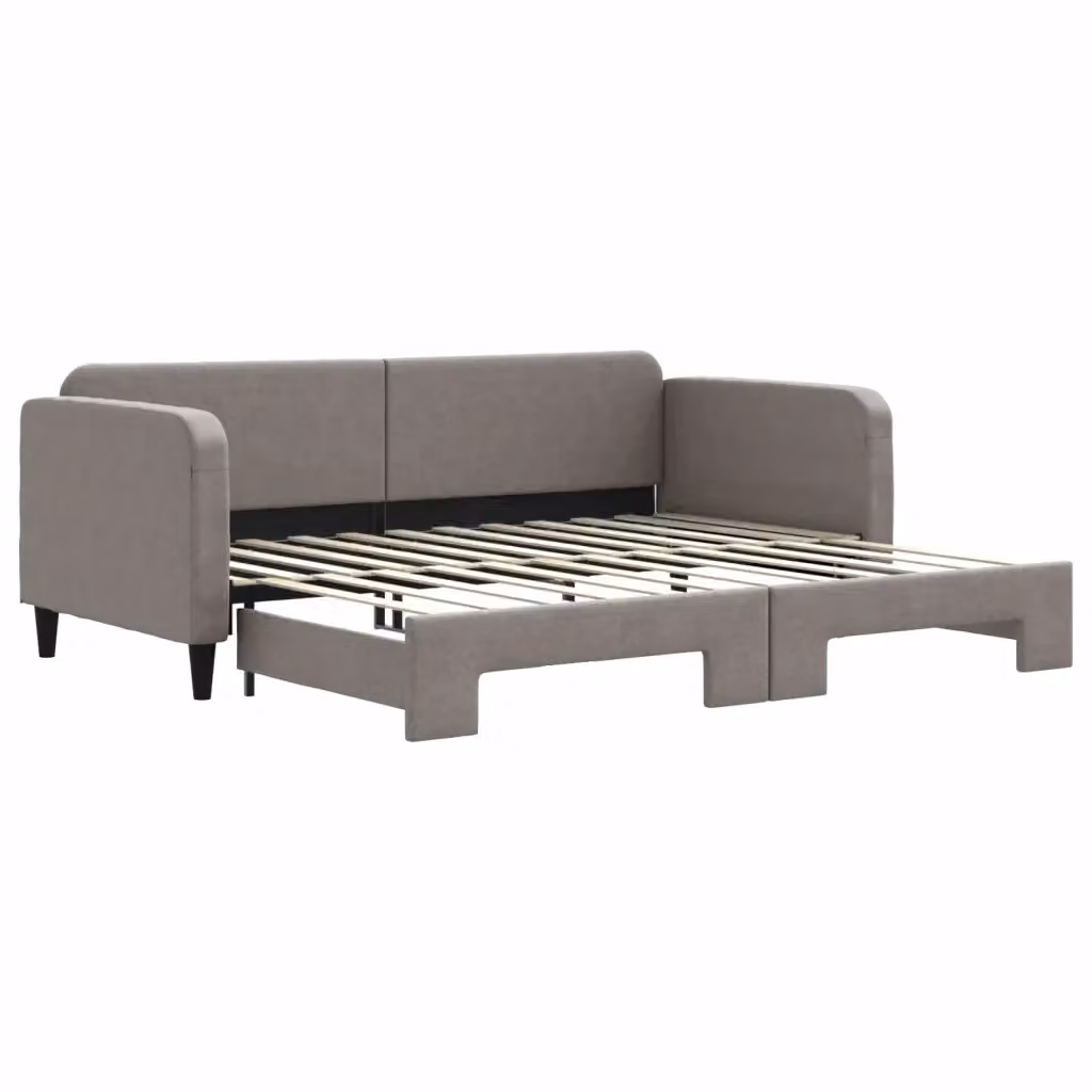 Divano Letto con Letto Estraibile vidaXL in Tessuto Grigio o Beige per Soggiorno e Camera da Letto L/P: 90 x 200 cm – 2