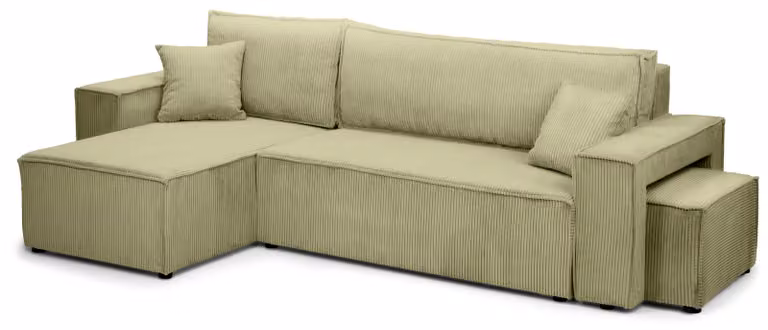 Divano a tre posti con funzione letto, modello Klara, colore verde oliva
