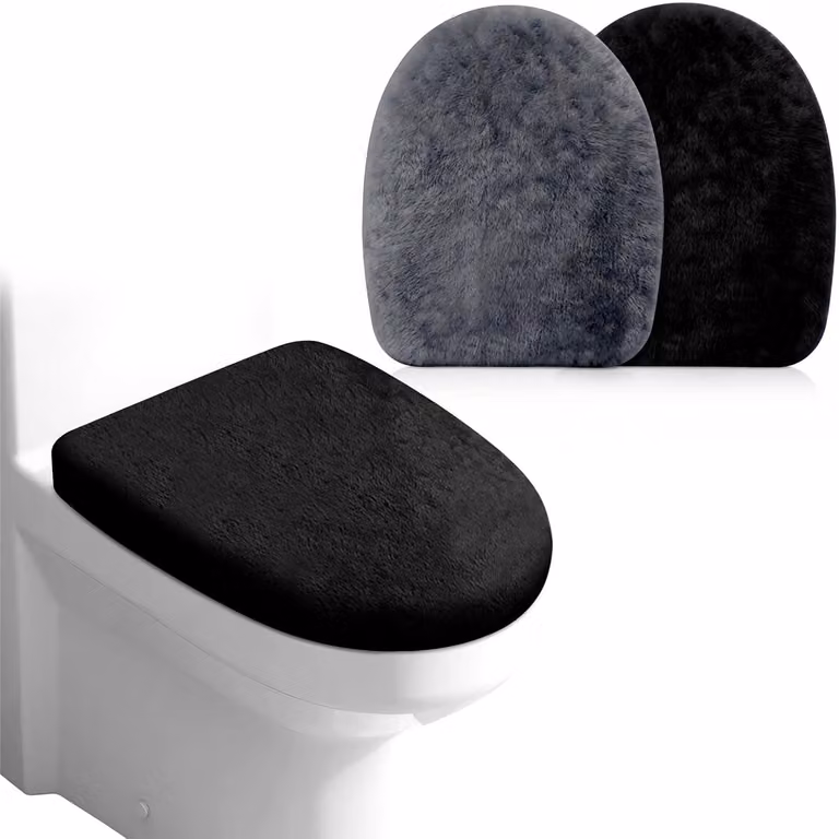 Set di coprisedili per WC, 2 pezzi, in velluto, morbidi, per il bagno