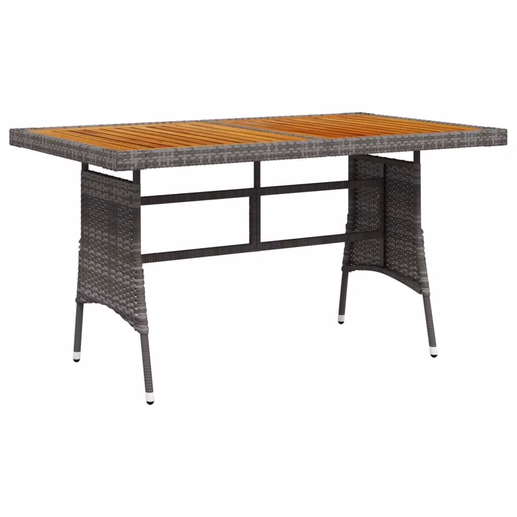 Tavolo da giardino in polyrattan e acacia 130 x 72 x 70 cm grigio