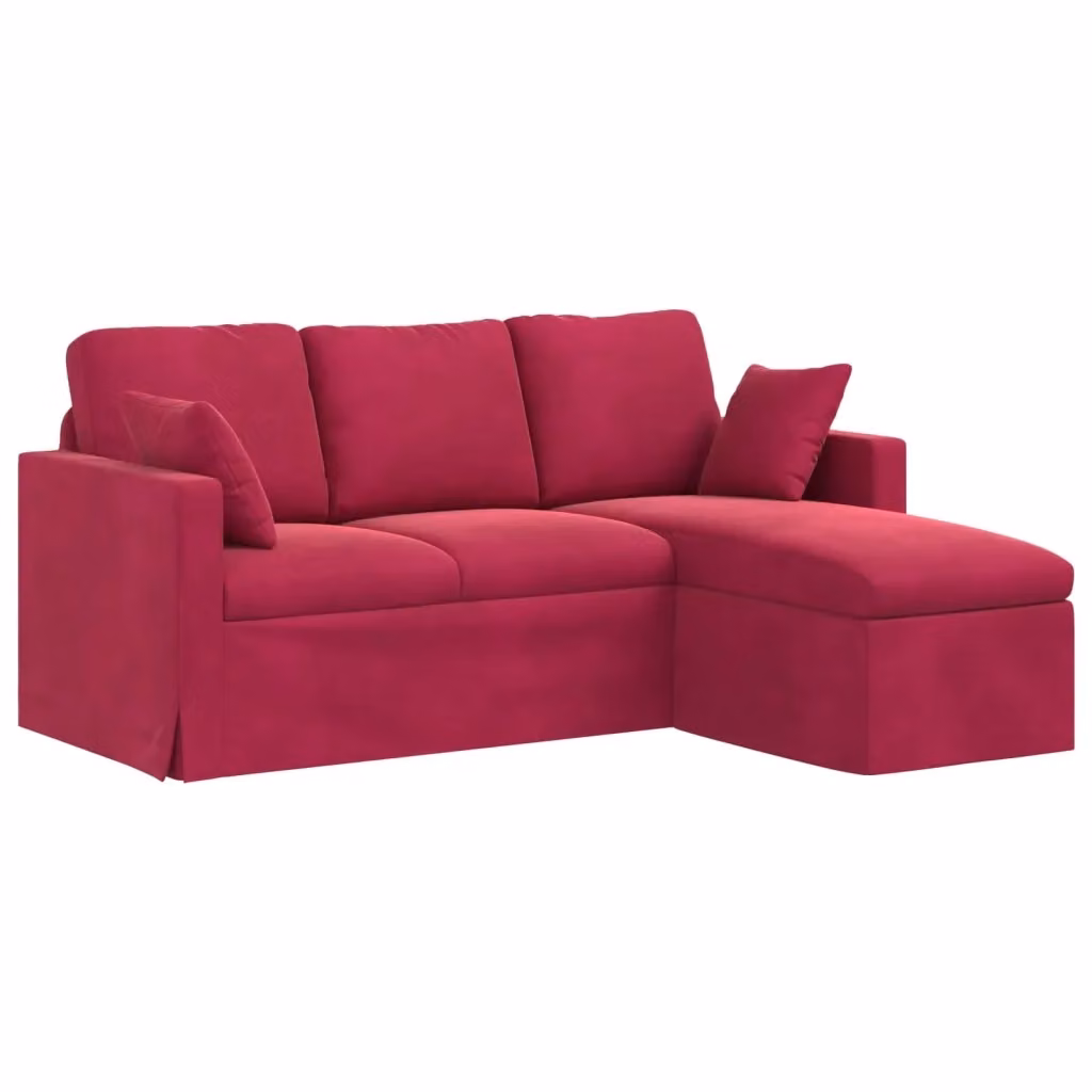Divano vidaXL in velluto rosso con cuscini, L: 178 cm, P: 134 cm, H: 80 cm – 2