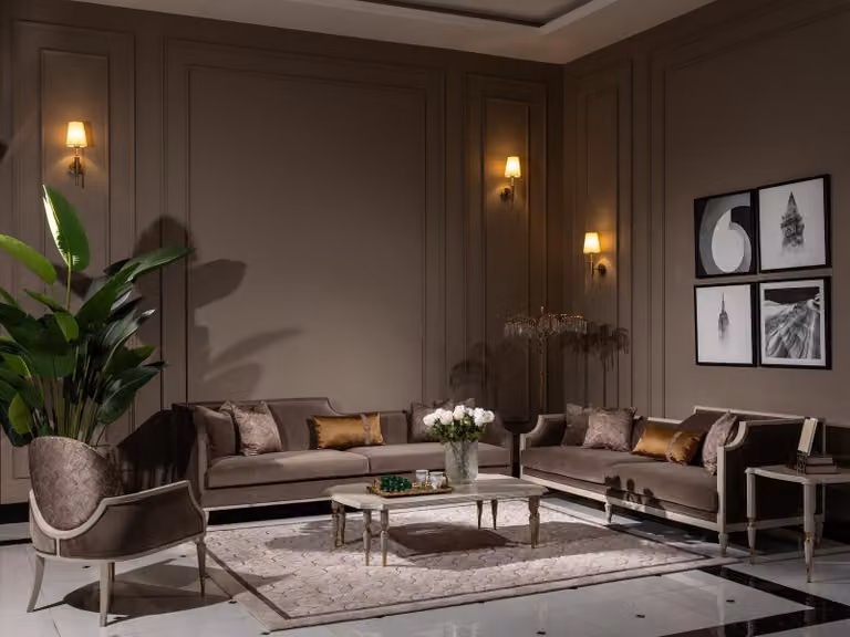 Couchgarnitur Viersitzer 4 Sitz Couchtisch Stoffsofa Sessel Braun 4tlg