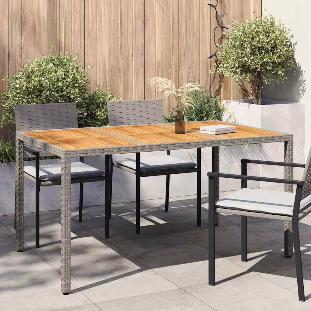 vidaXL Tavolo da giardino rettangolare in polyrattan grigio L: 150 cm, P: 90 cm, H: 75 cm
