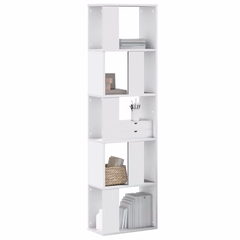 Libreria moderna vidaXL con 5 ripiani in legno bianco, ideale per soggiorno o ufficio, L/P/H: 45 x 23,5 x 162,5 cm