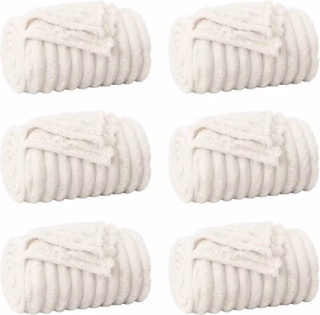 Coperte da Pile 6 pz Crema 240 x 220 cm Panno