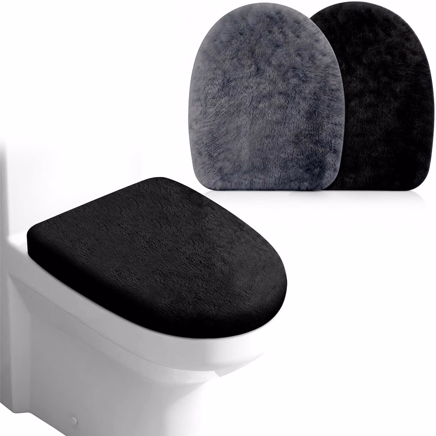 Set di coprisedili per WC, 2 pezzi, in velluto, morbidi, per il bagno