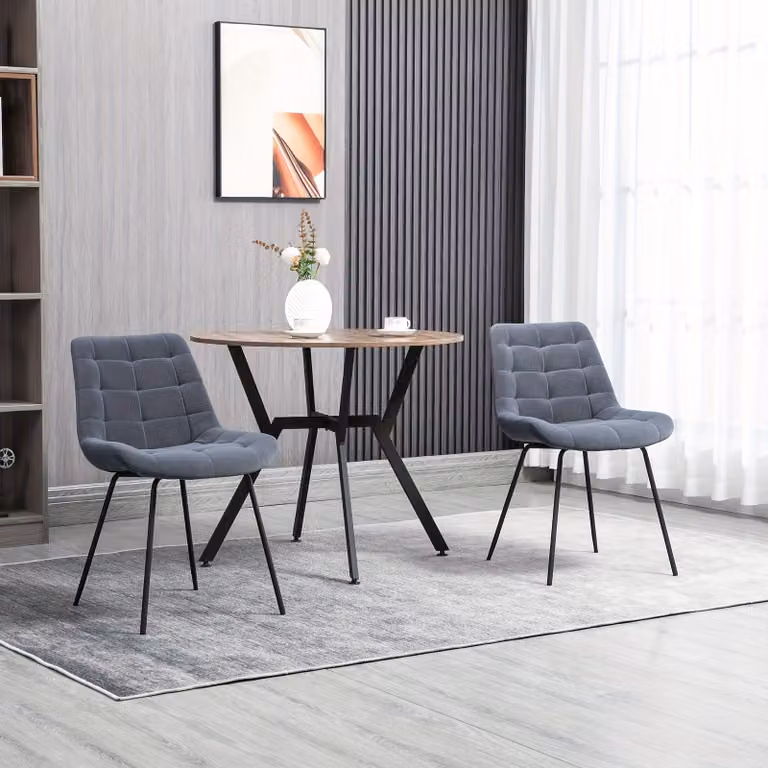 Sedia da pranzo – Set di 2 sedie in stile retrò, con rivestimento in velluto grigio e gambe in acciaio robusto, dimensioni 50x61x79 cm