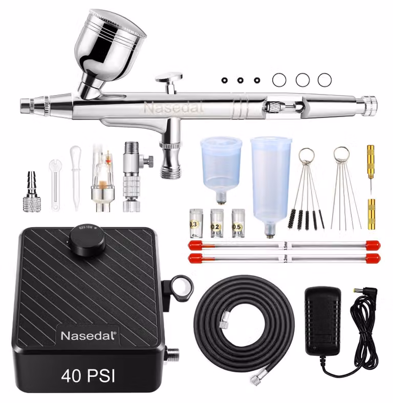 Kit completo per aerografo, con compressore ad aria da 40 PSI con sistema di arresto automatico