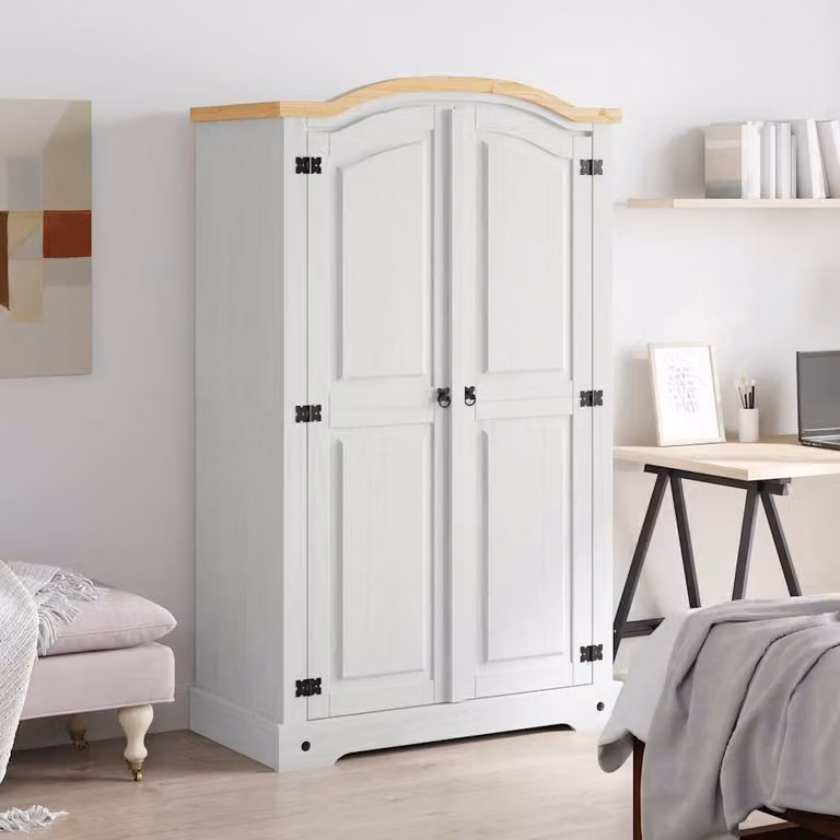 vidaXL Armadio in Legno di Pino Messicano Corona 2 Ante Bianco