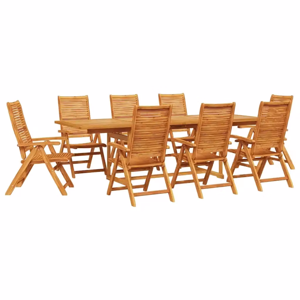 Set da Pranzo per Giardino e Terrazzo vidaXL in Legno di Acacia Marrone 9 pz – 2