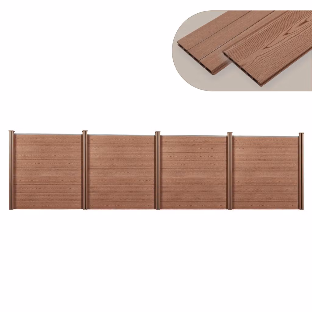 Recinzione in WPC per Giardino NEU.HOLZ Marrone, Staccionata Frangivista Opaca, L: 705 cm, H: 183 cm – 2