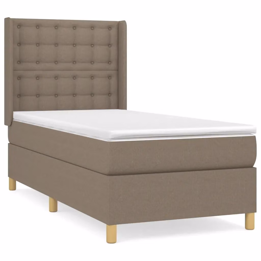 Letto Ibrido vidaXL con Giroletto a Molle e Materasso in Tessuto Beige e Bianco L/P/H: 80 x 200 x 83 cm – 2