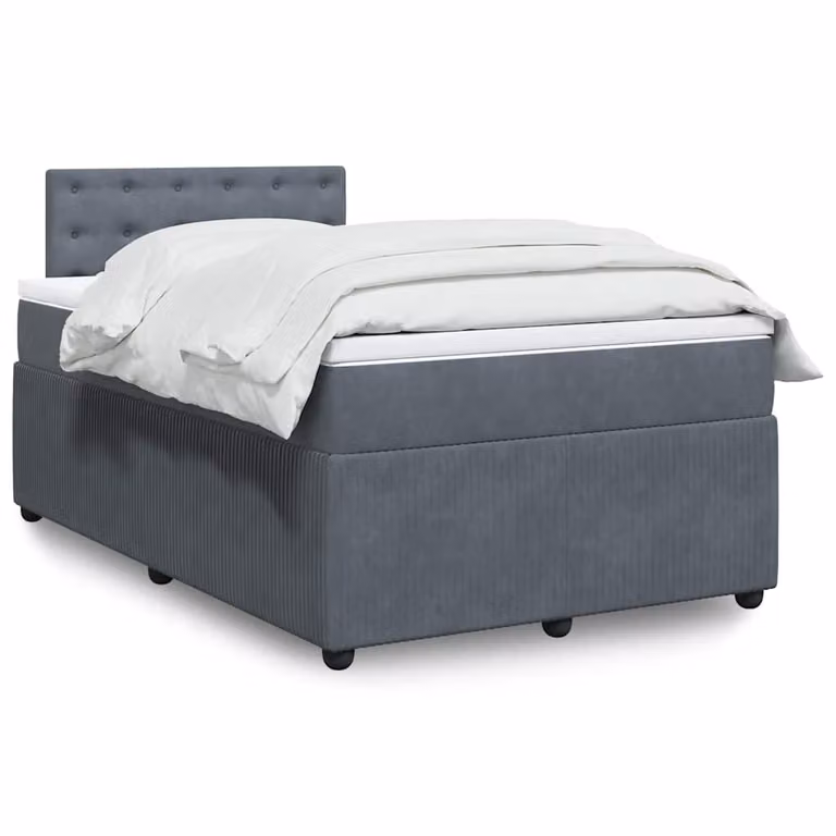 vidaXL Letto Ibrido con Materasso in Velluto Grigio e Bianco, Struttura in Legno di Pino, L/P/H: 120 x 200 x 190 cm