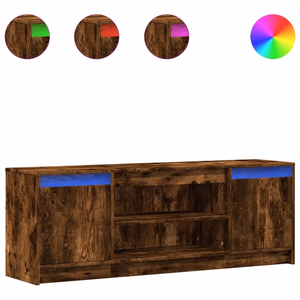 Mobile Porta TV con LED Rovere Fumo 139,5x34x50cm in Truciolato