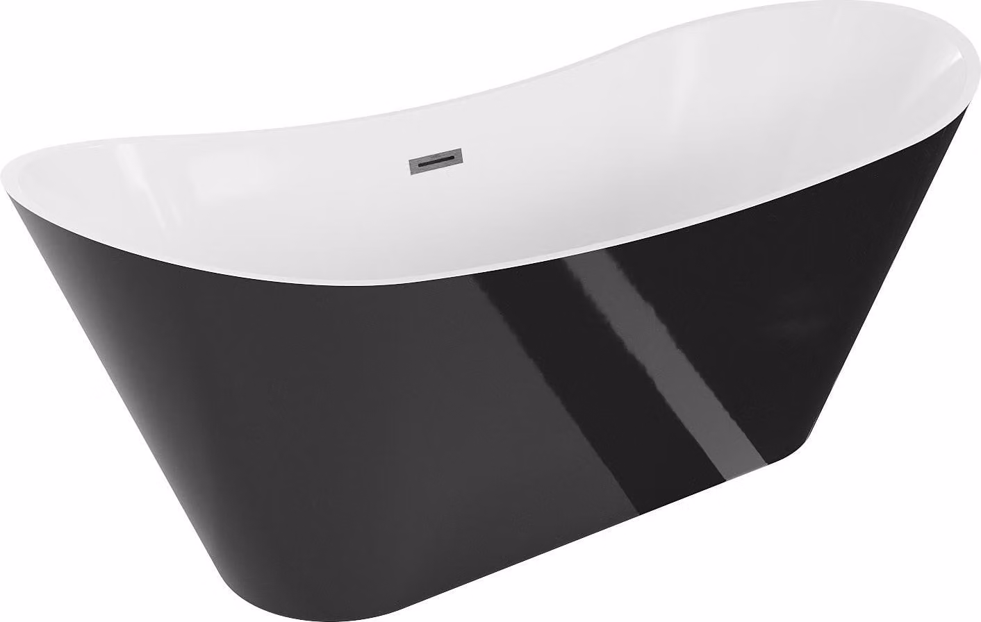 Mexen Celia vasca da bagno freestanding 170 x 75 cm, bianca/nera, troppopieno gun gray spazzolato - 52331707575-66