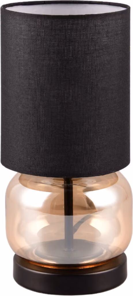 Lampada da tavolo con paralume Elio nero e ambra, 1xE27x40W, vetro, dimensioni: 28,5x13,5x13,5 cm, IP20, Trio