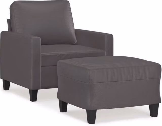 Poltrona | Sedia Relax con Poggiapiedi Grigio 60 cm in Similpelle