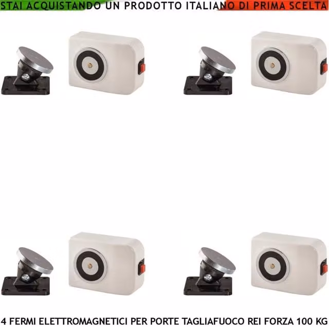 Fermaporta tagliafuoco REI bianco Securvera con magnete da 100 kg e alimentazione 22/28 VCC