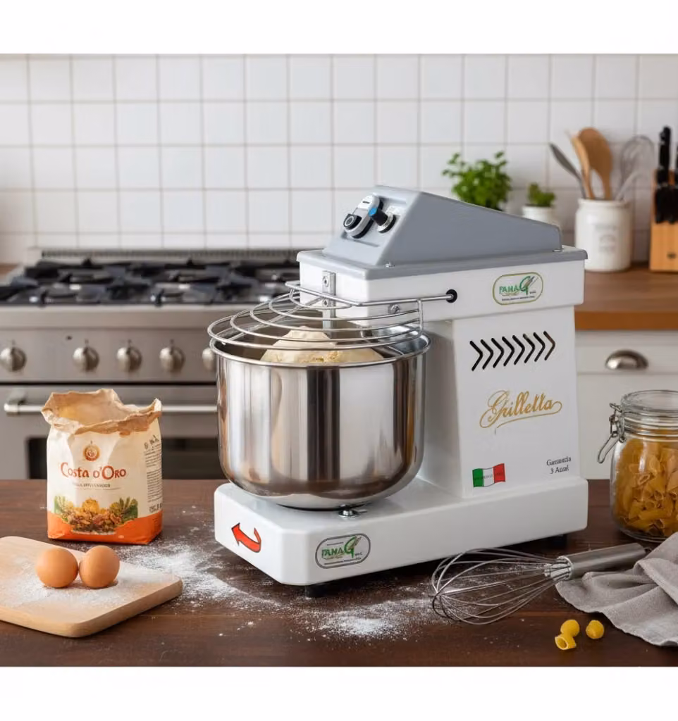 Impastatrice a spirale Famag Grilletta IM5/230 bianca con testa fissa, capacità 5 kg, 350W e 10 velocità in acciaio inox – 2