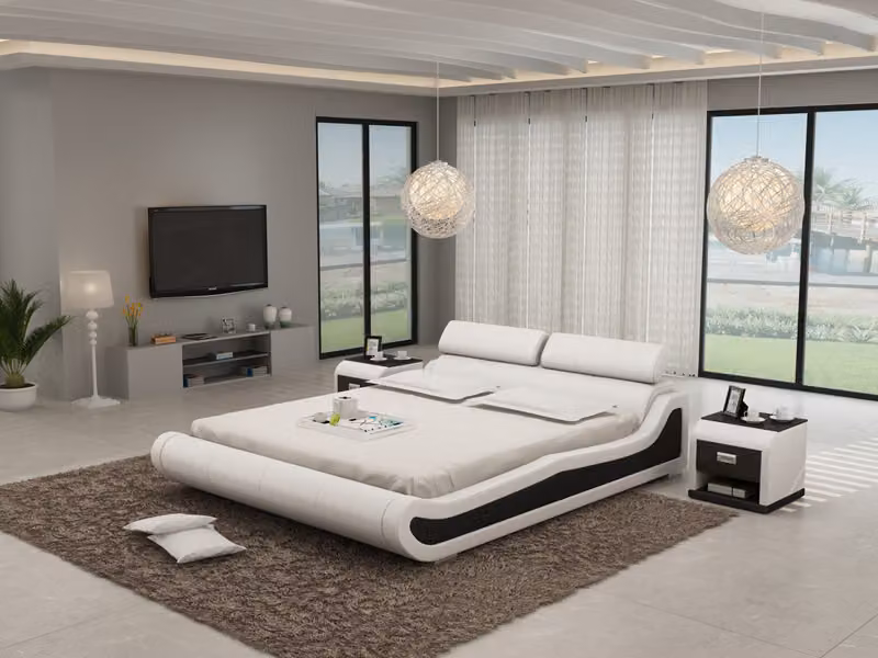 Luxus Leder Bett mit USB Polster Betten Doppel Modernes Ehe 140/160/180 LB8825