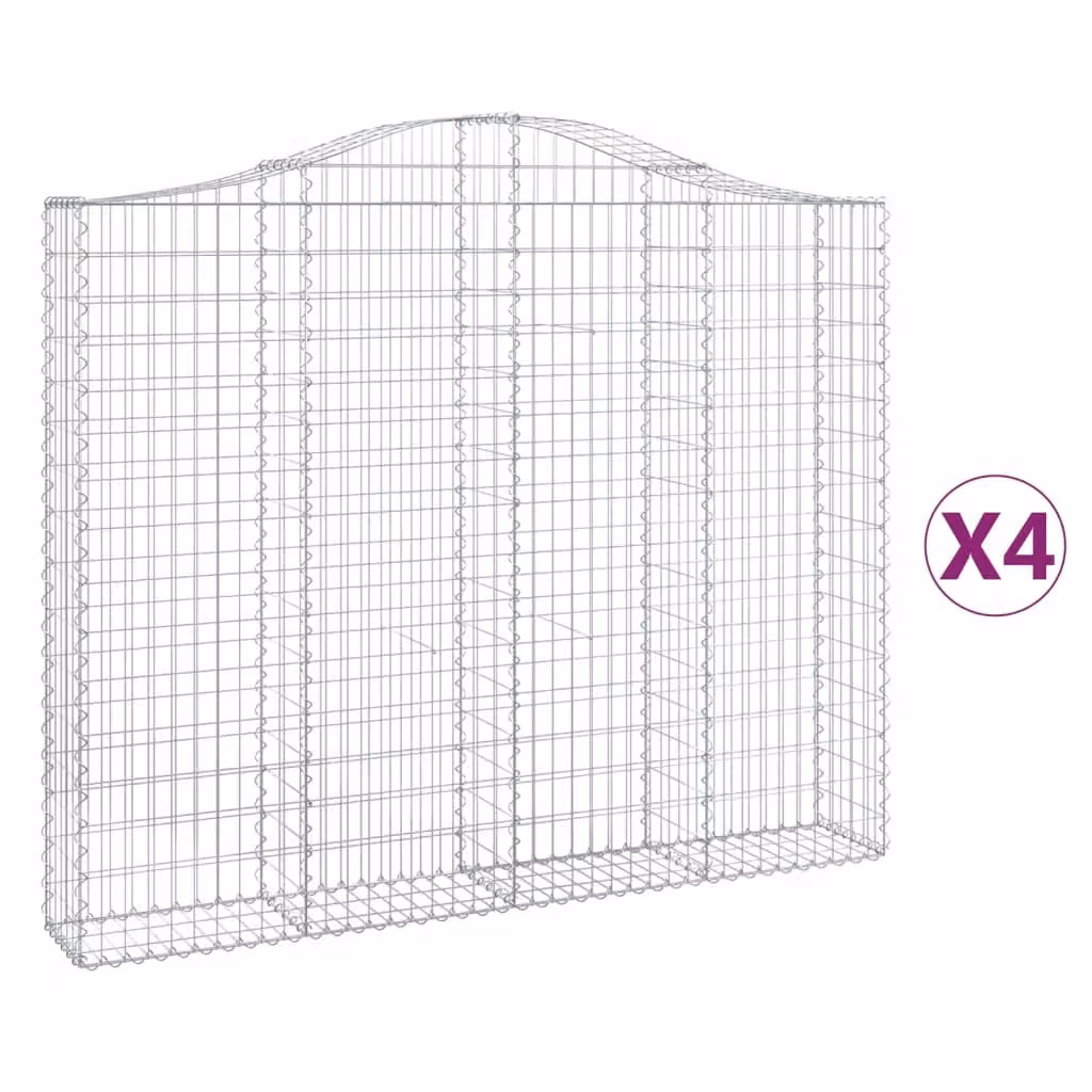 Cesti Gabbioni ad Arco 4 pz 200x30x160/180 cm Ferro Zincato