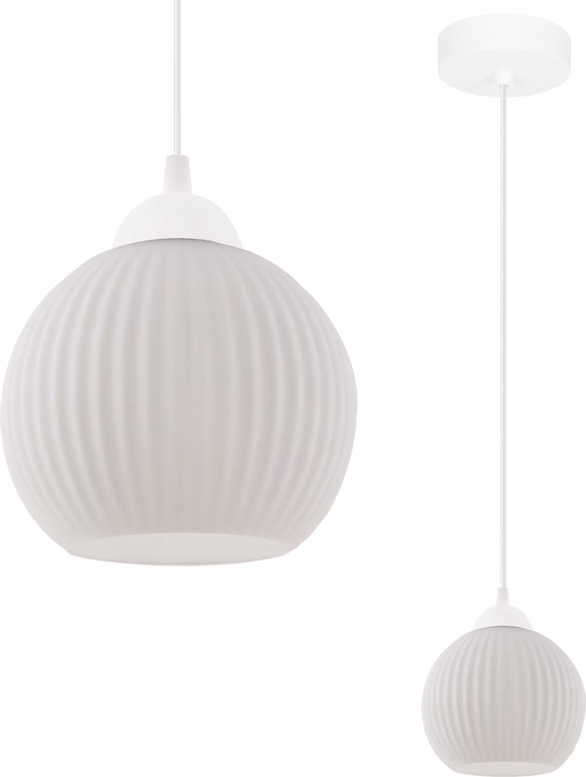 Lampada a sospensione Riffle bianco 1 luce vetro bianco globo E27