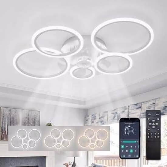 Ventilatore a LED dimmerabile con telecomando, ideale per camere da letto e cucine