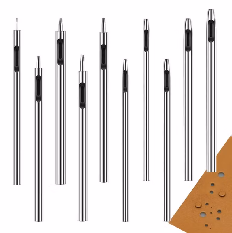 Set di punteruoli Gatenijzens, 10 pezzi, acciaio, forma circolare, diametro da 0,5 a 3,5 mm, per la lavorazione del cuoio